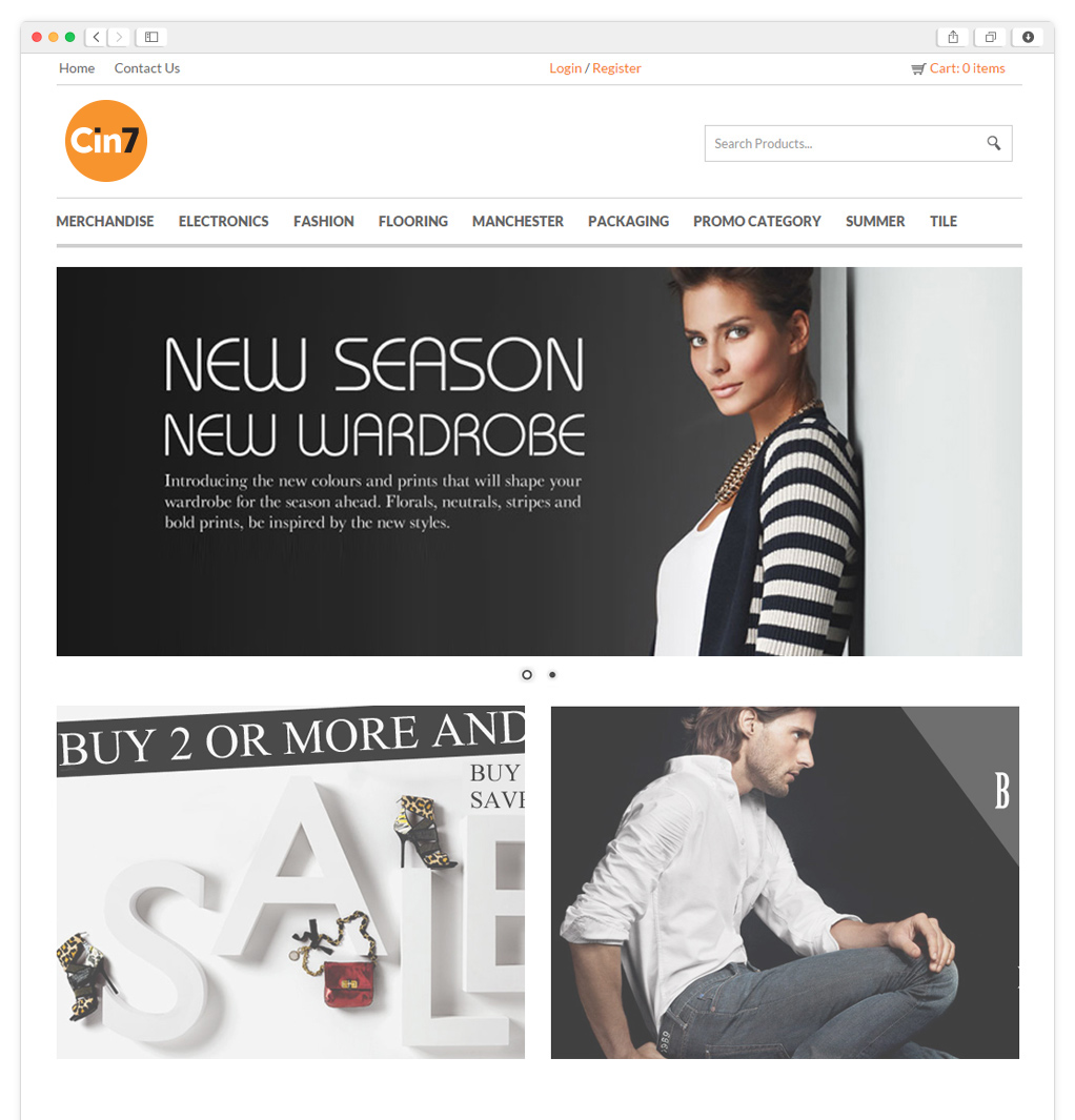 Screen shot of a Cin7 B2B eCommerce website
