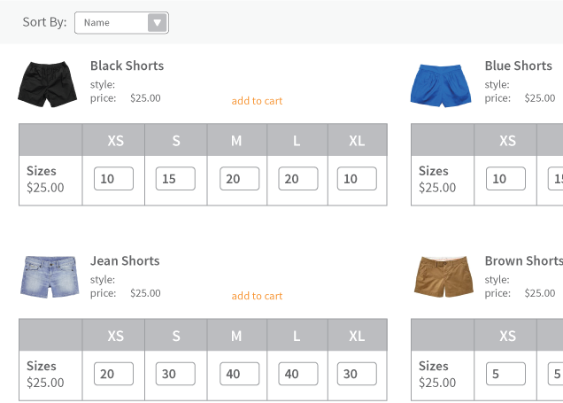 See the product ordering grid, designed to make placing wholesale orders online quicker and easier